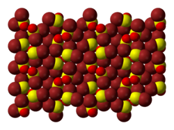 Molecular arrangement in solid SOBr2 (note that this is dramatically different from the crystal structure of its chloride analogue)