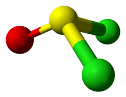 Ball-and-stick model of thionyl chloride