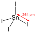 Structure and dimensions of the tin(IV) iodide molecule