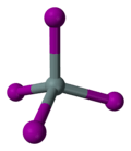 Ball-and-stick model of the tin(IV) iodide molecule