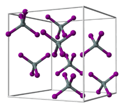 Ball-and-stick model of the unit cell of tin tetraiodide