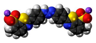 Ball-and-stick model of the titan yellow molecule, sodium salt
