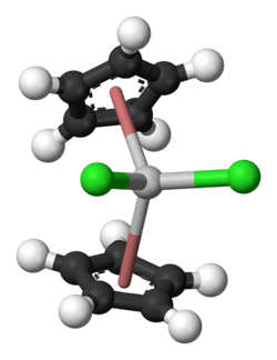 Ball-and-stick model of titanocene dichloride