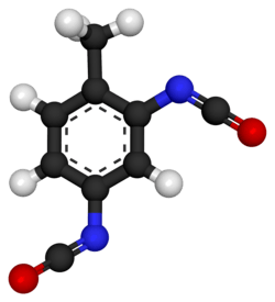 Ball and stick model of toluene diisocyanate