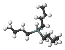 Ball and stick model of tributyltin