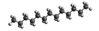 Ball-and-stick model of a normal tridecane molecule