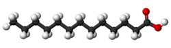 Ball-and-sitck model of tridecylic acid