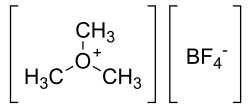 Structural formula of trimethyloxonium tetrafluoroborate