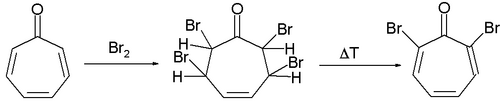 Tropone bromination