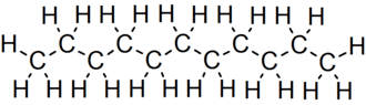 Skeletal formula of undecane with all implicit carbons shown, and all explicit hydrogens added