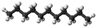 Ball-and-stick model of the undecane molecule