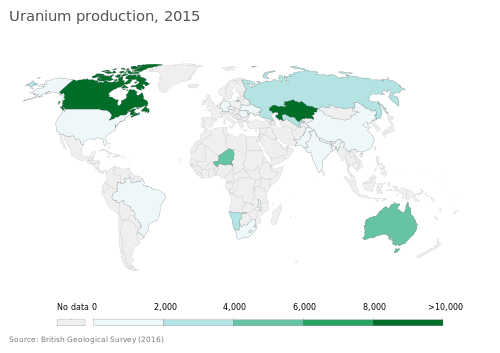 Uranium production 2015, in tonnes[86]