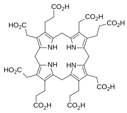 2D representation of the chemical structure of uroporphyrinogen III .