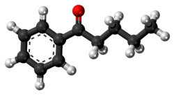 Ball-and-stick model of the valerophenone molecule