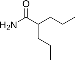 Skeletal formula of valpromide