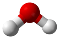 Ball-and-stick model of a water molecule