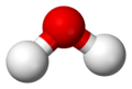 Ball-and-stick model of the water molecule