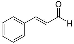 Skeletal formula of cinnamaldehyde