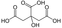 Stereo skeletal formula of citric acid