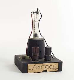 Battery demonstration unit for conducting polymers built by nobel laureate Alan MacDiarmid