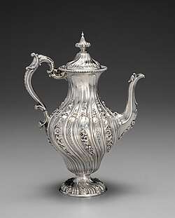 Neo-Rococo coffeepot; 1845; overall: 32×23.8×15.4&nbsp;cm; Cleveland Museum of Art (Cleveland, Ohio, US)
