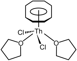 Piano-stool molecule structure of (η8-C8H8)ThCl2(THF)2