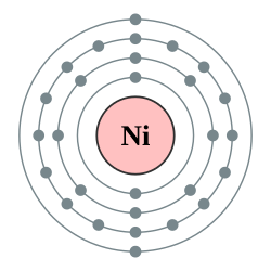 镍的电子層（2, 8, 16, 2 或 2, 8, 17, 1）