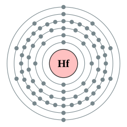 铪的电子層（2, 8, 18, 32, 10, 2）